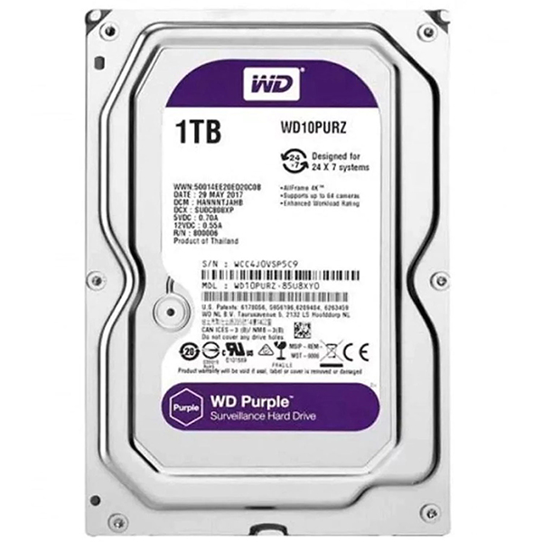 Disco Duro 1TB Western Digital NVR DVR 3.5 Vigilancia WD10PURZ