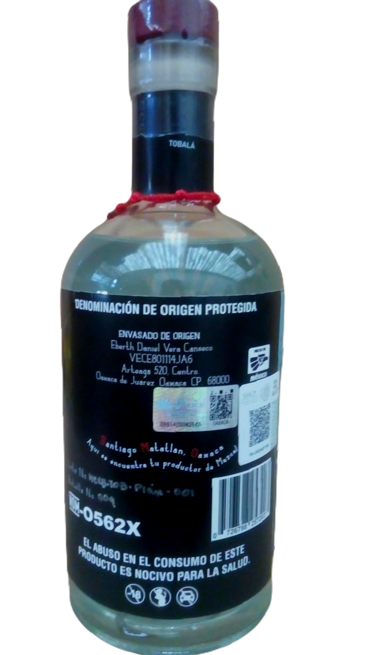 MEZCAL Artesanal TOBALÁ Destilado con Piña Certificado Medalla GRAN Oro 2021