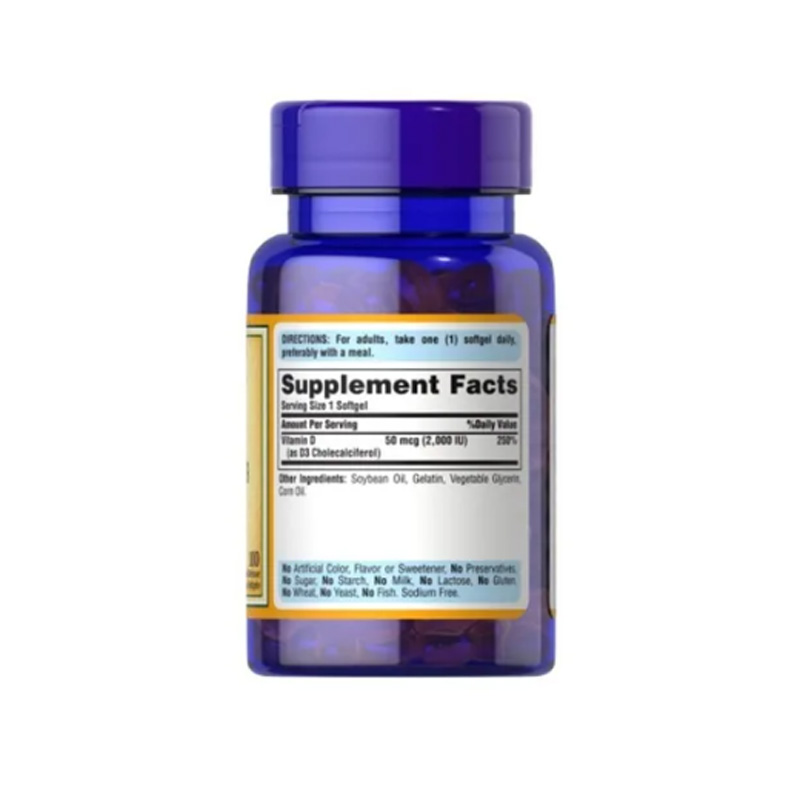  Vitamina D3 Sunvite Mega Potency 2,000 Ui 50 Mcg 100 Caps Puritan's Pride 