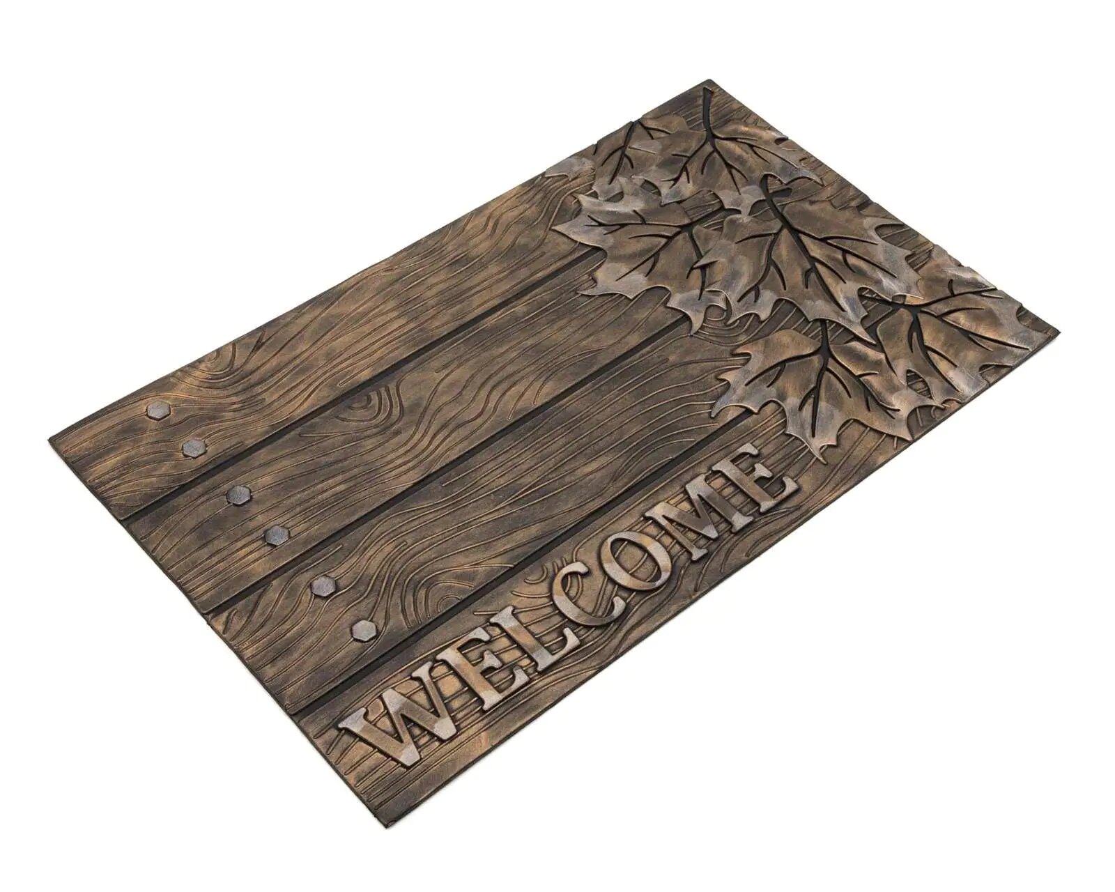 Tapete De Entrada Puerta Tipo Tablas De Madera Welcome 75x45 
