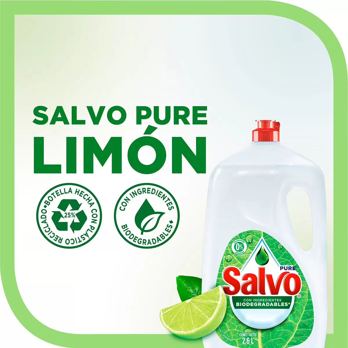 Detergente Liquido Lavatrastes Salvo Pure 634070 2.6L CST