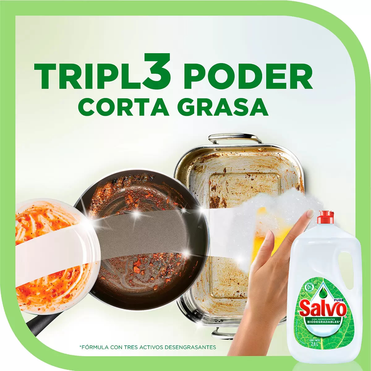 Detergente Liquido Lavatrastes Salvo Pure 634070 2.6L CST