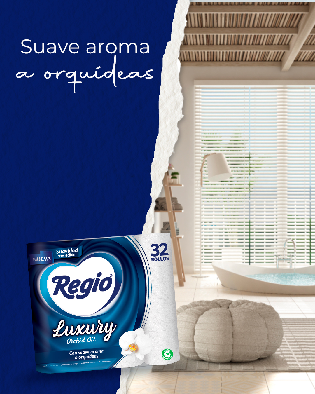 32 Rollos De Papel Higiénico Regio Luxury Orchid Oil 653232 CST