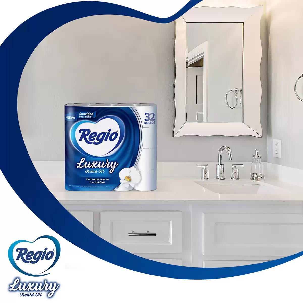 32 Rollos De Papel Higiénico Regio Luxury Orchid Oil 653232 CST