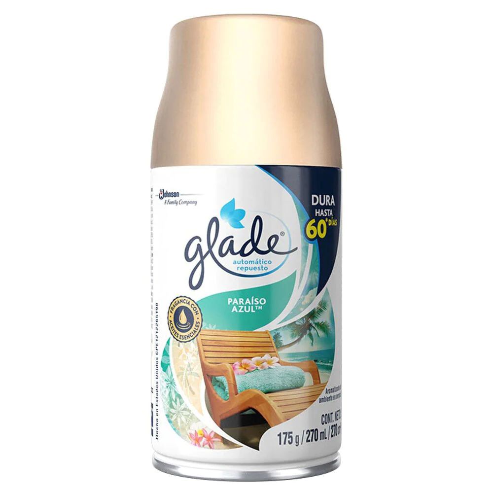 Glade Aromatizante en Aerosol Repuesto Paraíso Azul 175 g