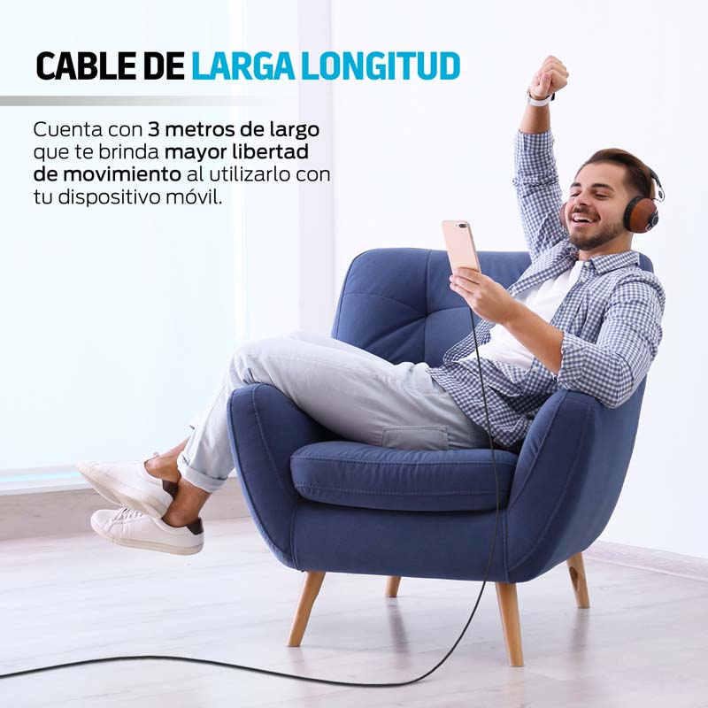 Cable USB Tipo C de 3 Metros de Nylon Resistente Largo Redlemon