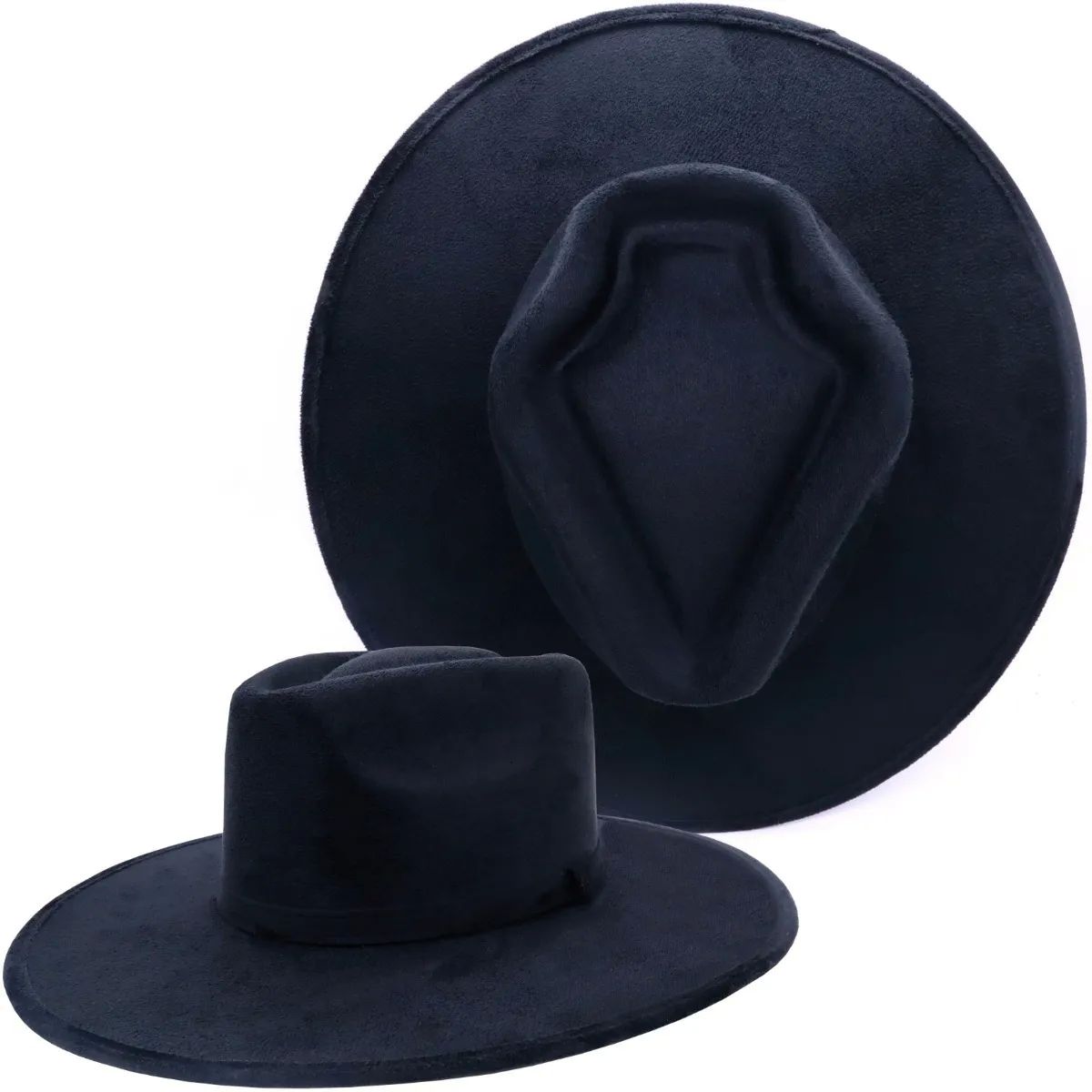 Sombrero Unisex Gamuza Horma Flecha Retro Hípster Elegante Negro