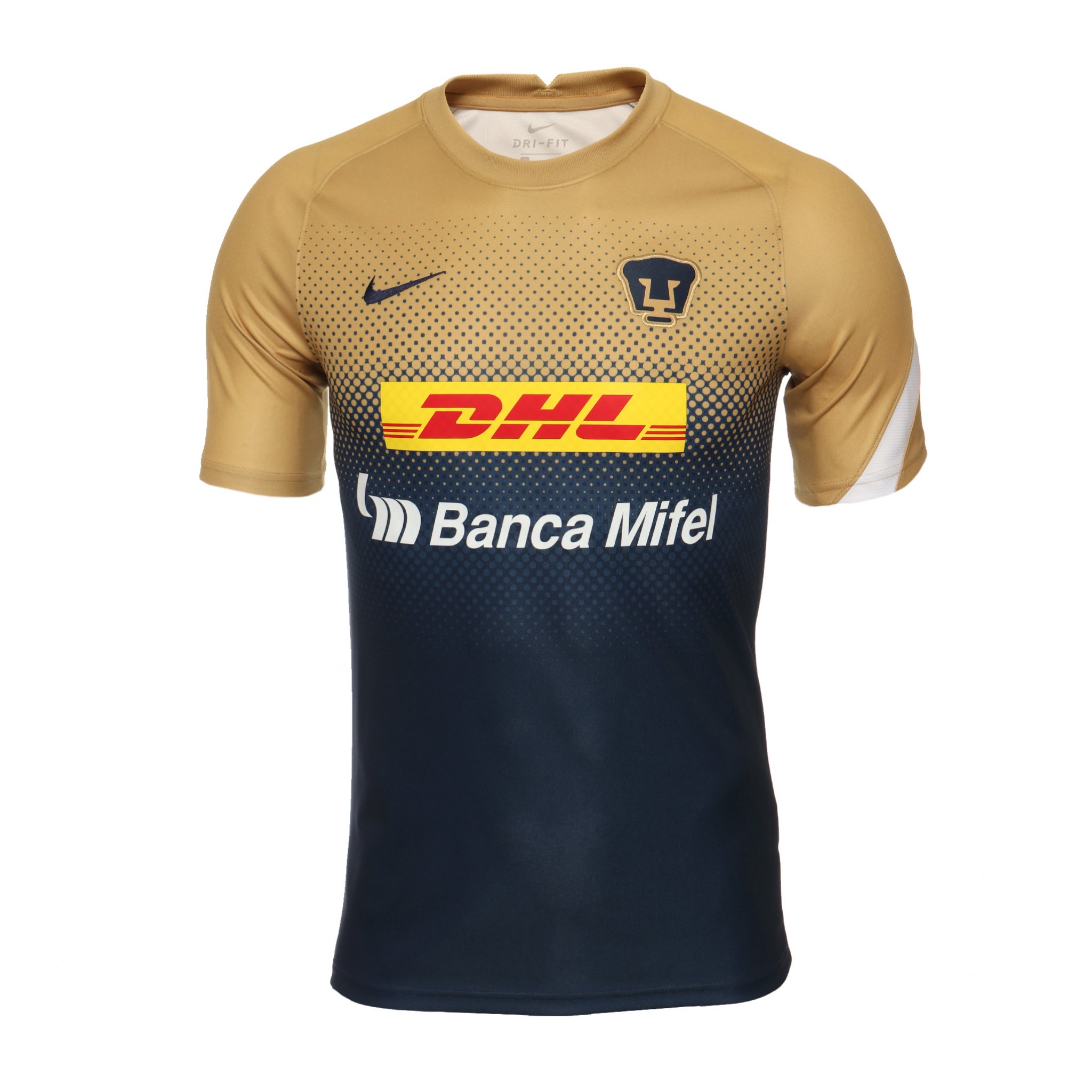Playera Nike Pumas UNAM Hombre Prematch 2020 - Azul y Oro - Talla Grande (L)