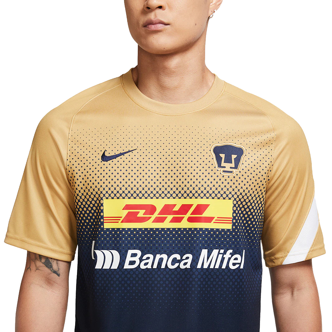 Playera Nike Pumas UNAM Hombre Prematch 2020 - Azul y Oro - Talla Grande (L)