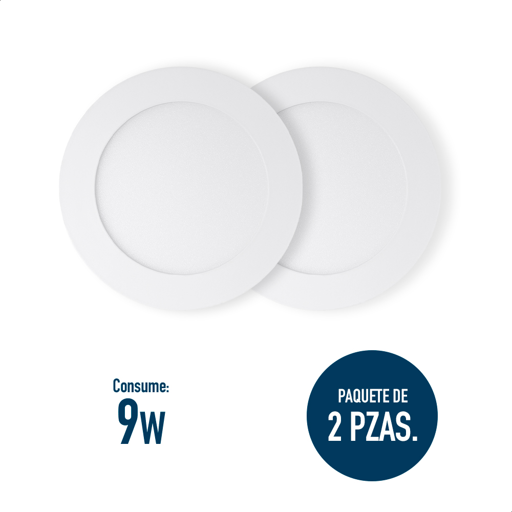 Panel Led Icon Downlight De Alta Potencia 9w Luz Fría Pack De 2 Piezas