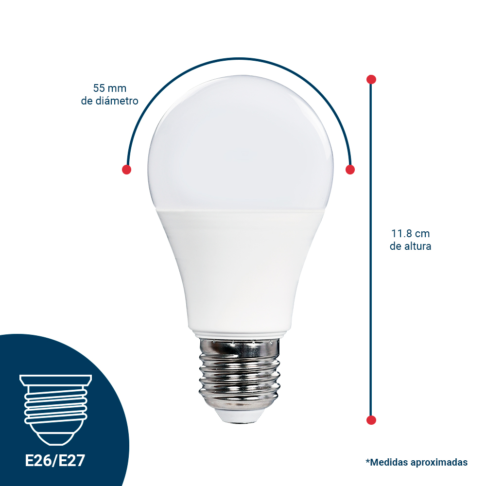 Foco Icon Led 10w A60 Luz Blanca Ilumina 75w Pack 10 Pzas