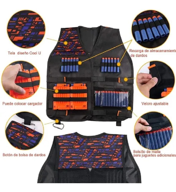 Chaleco Táctico y Gafas Set Para Nerf 2 Equipos