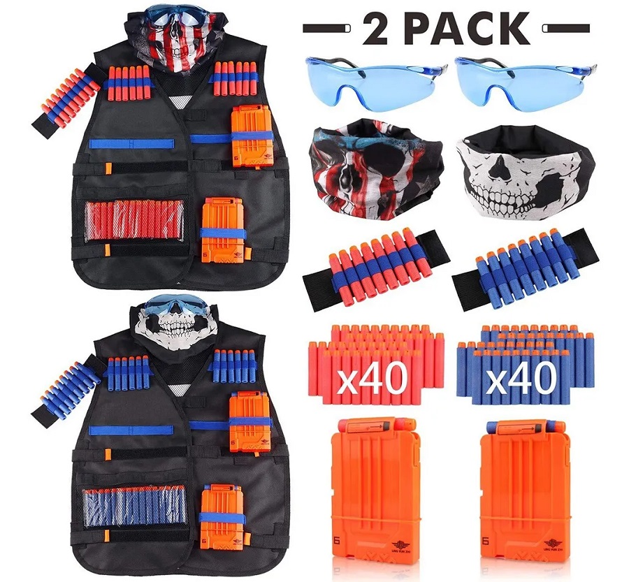 Chaleco Táctico y Gafas Set Para Nerf 2 Equipos