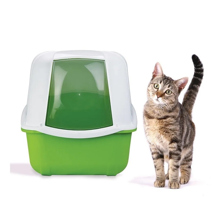 Arenero Para Gatos Cerrado Con Pala Verde