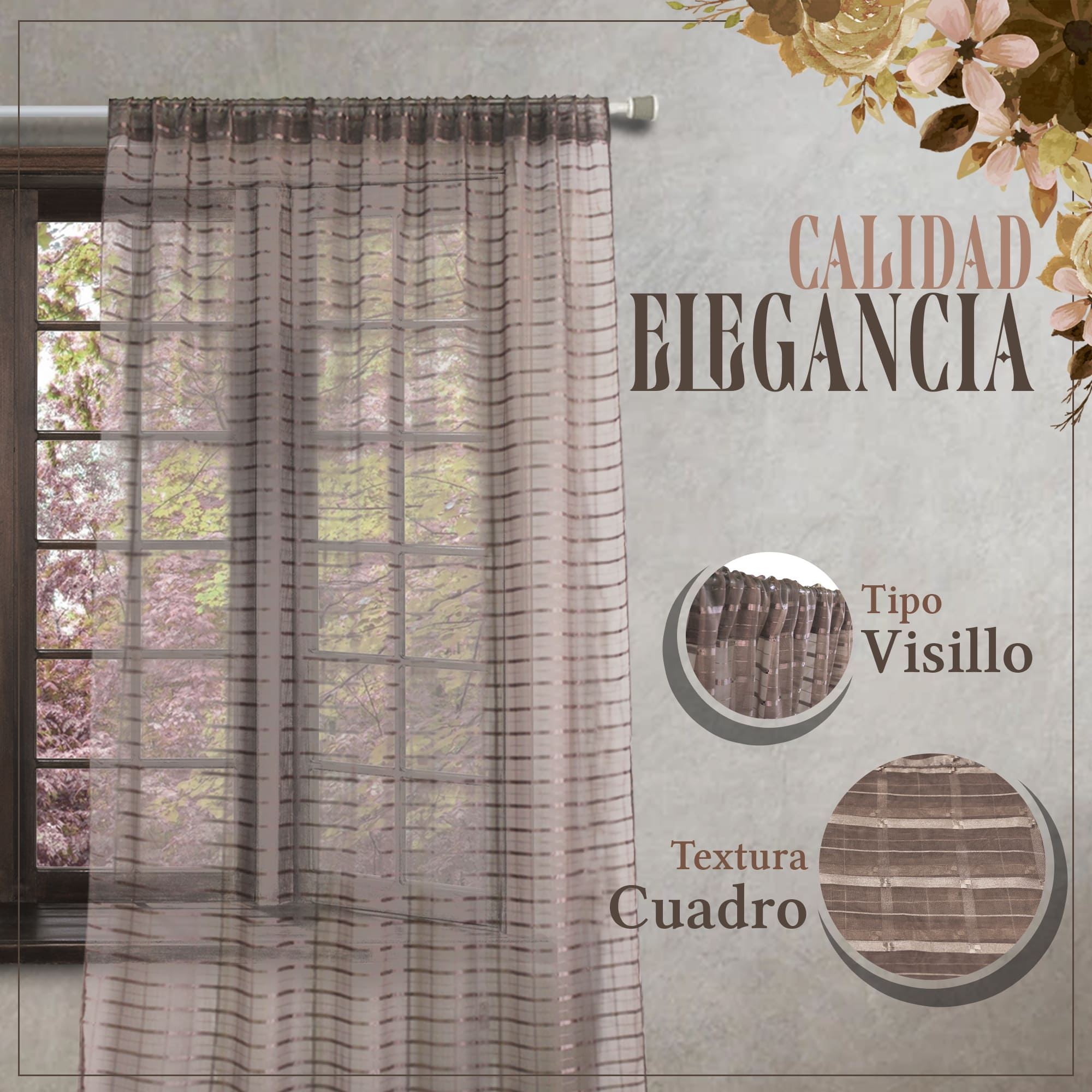 Juego De Cortina Traslucida Transparente Larga 2 Paneles