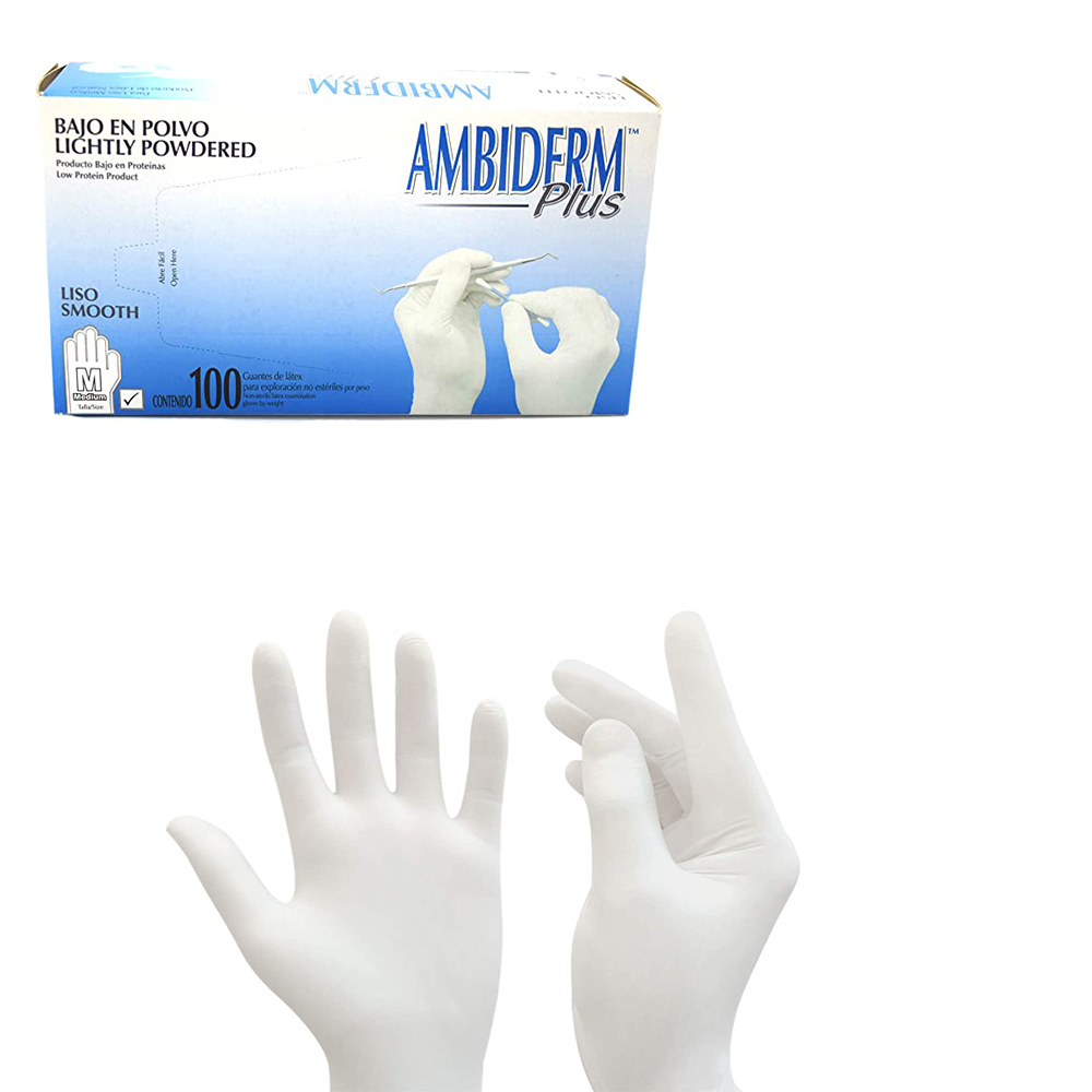 Guante De Exploración No Estéril Mediano Plus Blanco Ambiderm - Médica Depot
