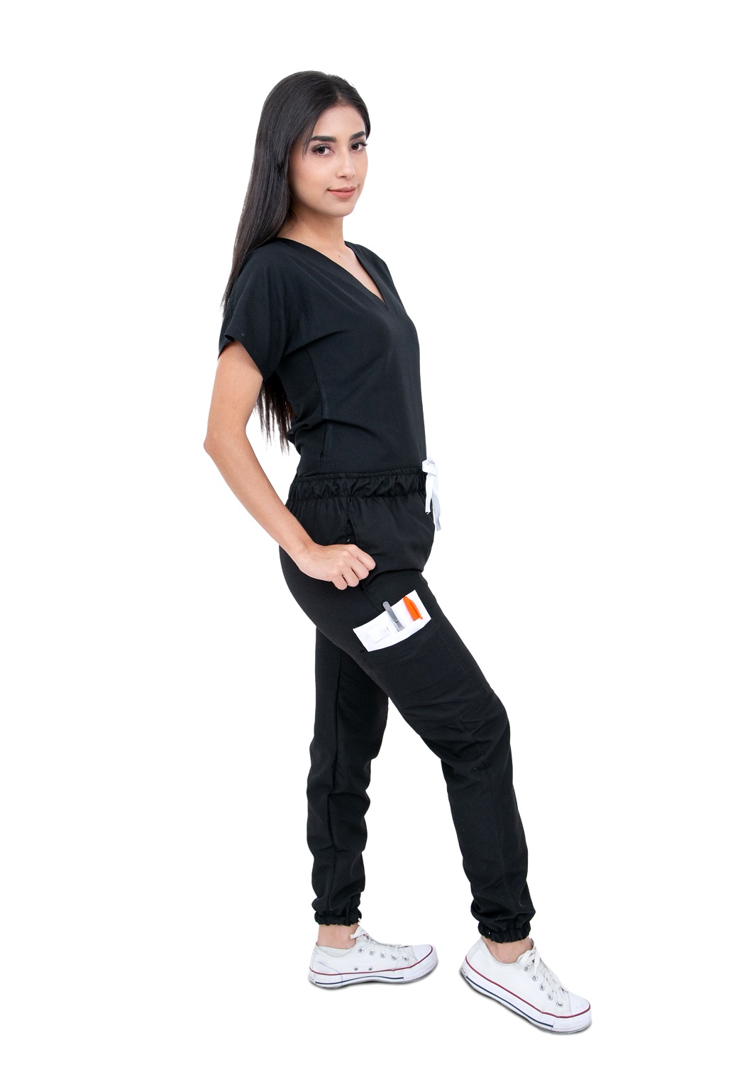 Pijama Quirúrgica Negra Jogger Antifluidos Dama