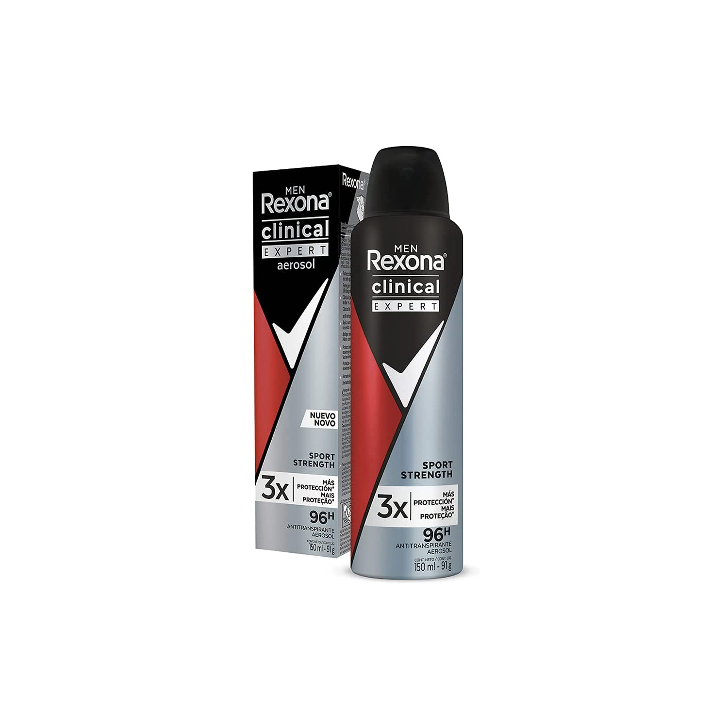 Rexona Clinical Sport Strength Desodorante Antitranspirante para Hombre en Aerosol 3 Veces Más Protección 91 g