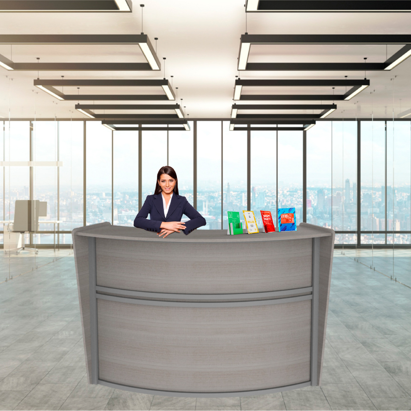 Recepción Curva con Policarbonato Modular Trento Mod.Z552