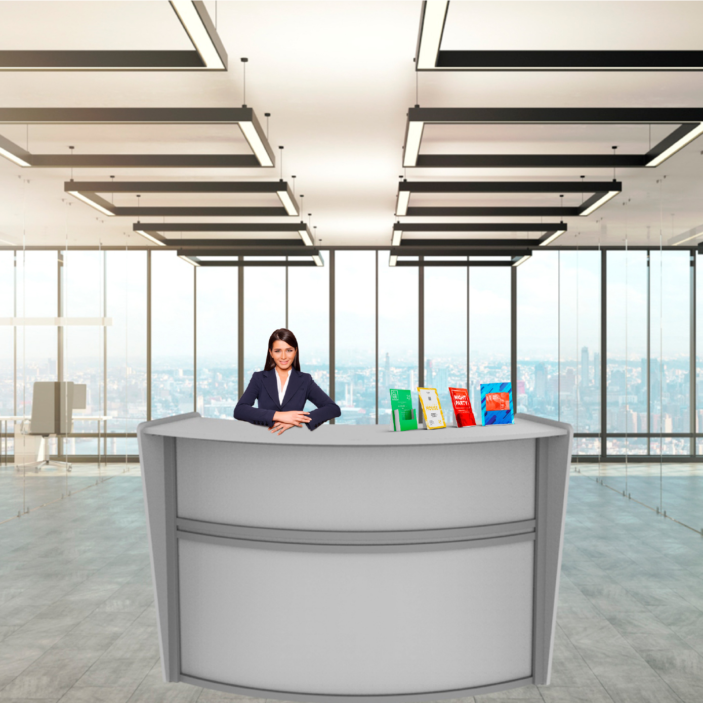 Recepción Curva con Policarbonato Modular Trento Mod.Z552