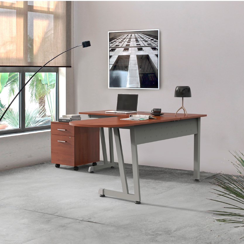 Escritorio en L Peninsular Trento Mod. Z120| Color Caoba