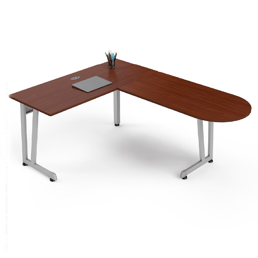 Escritorio en L Peninsular Trento Mod. Z120| Color Caoba