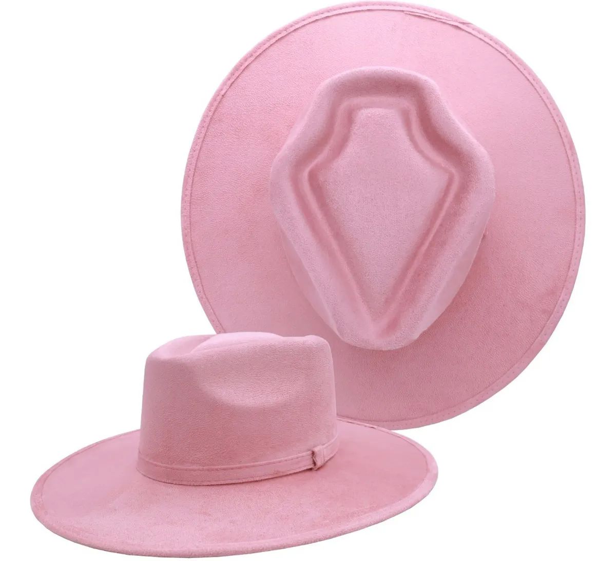 Sombrero Unisex Gamuza Horma Flecha Retro Hípster Elegante Rosa Bebe