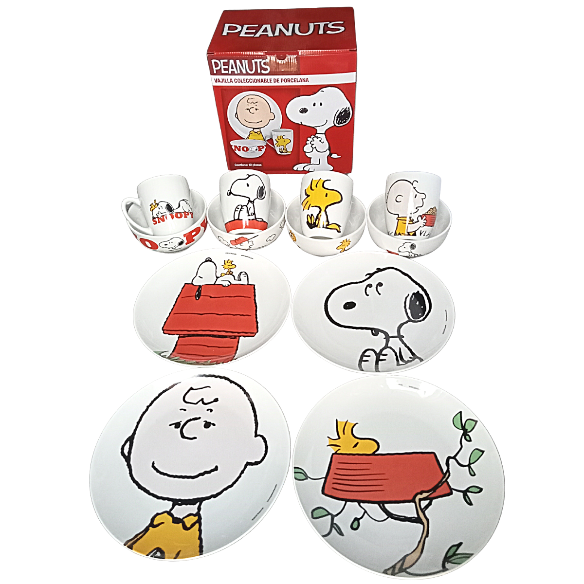 Vajilla Snoopy Coleccionable De Cerámica 12 Piezas