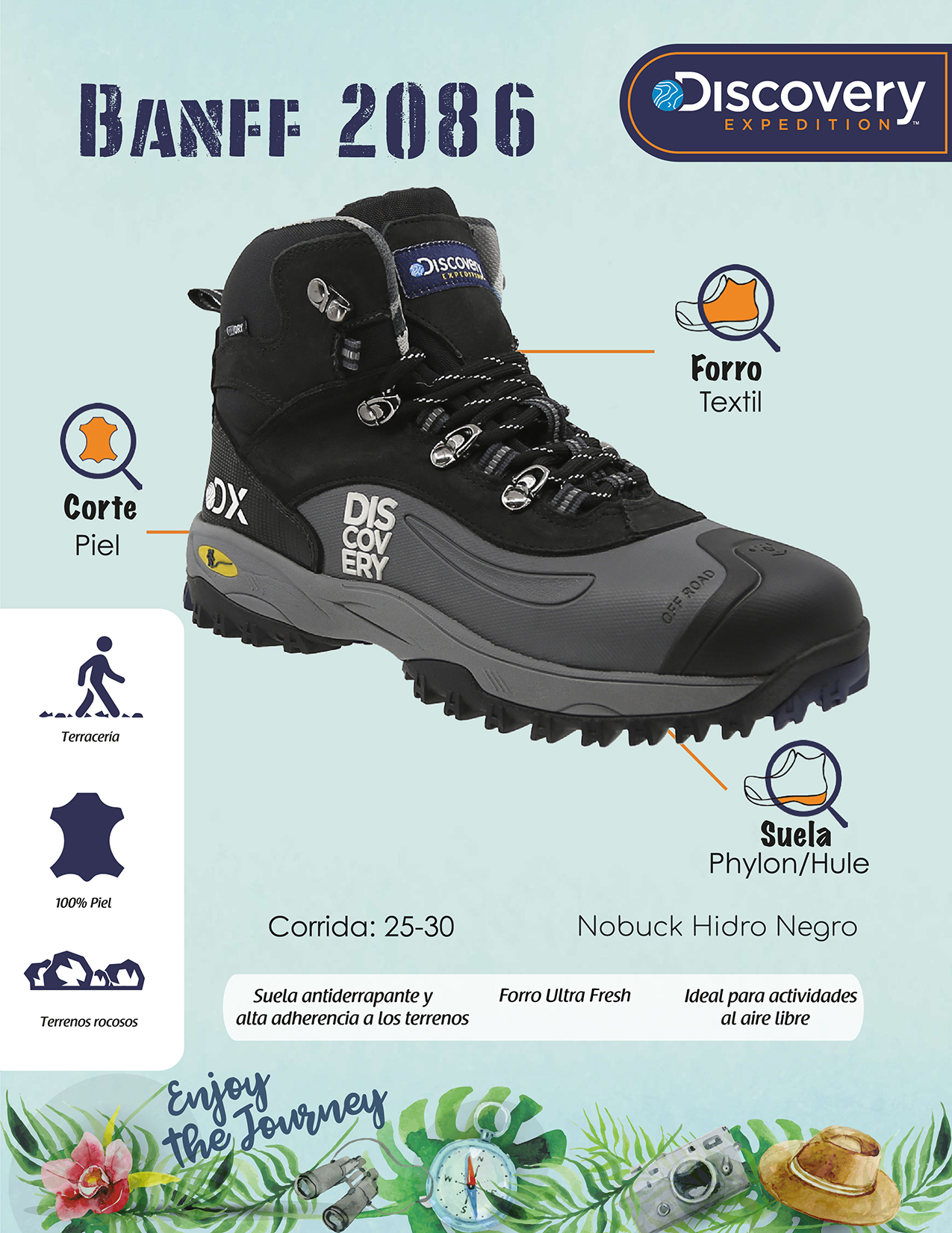 Bota Hiking Discovery Expedition Banff Negro 2086 Hombre