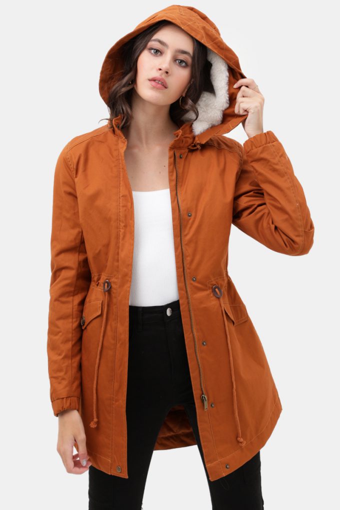Love Tree Talla Mediana/M Chamarra Ligera Capucha Anorak Parka Semi Impermeable color Canela