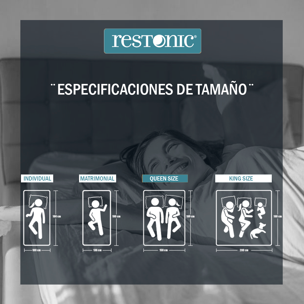 Colchón y Box Queen Size Leyen Nova Restonic Ortopédico Con ColchonetaPILLOW TOP.