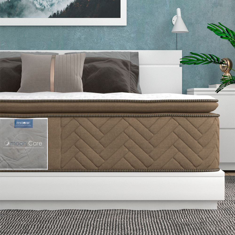 Colchón y Box Queen Size Leyen Nova Restonic Ortopédico Con ColchonetaPILLOW TOP.
