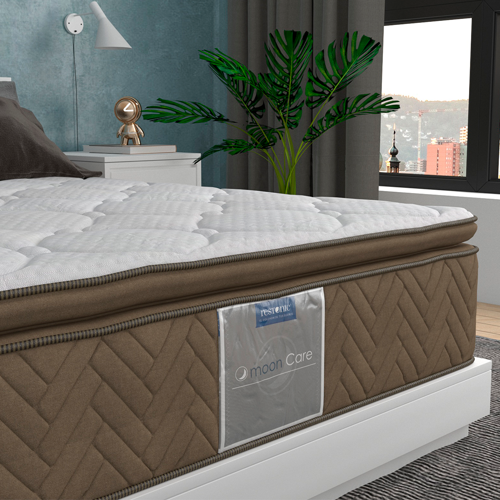 Colchón y Box Queen Size Leyen Nova Restonic Ortopédico Con ColchonetaPILLOW TOP.