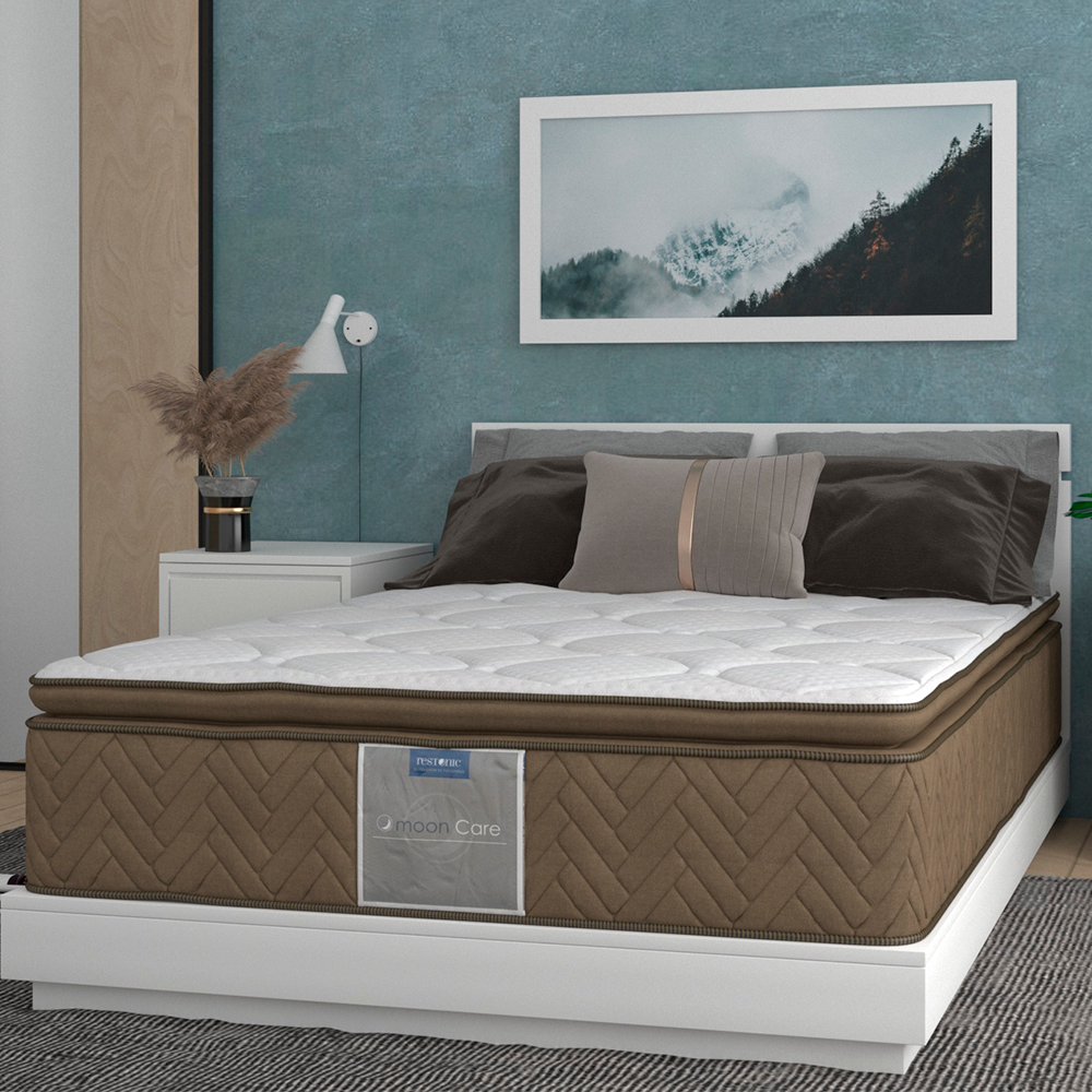 Colchón y Box Queen Size Leyen Nova Restonic Ortopédico Con ColchonetaPILLOW TOP.