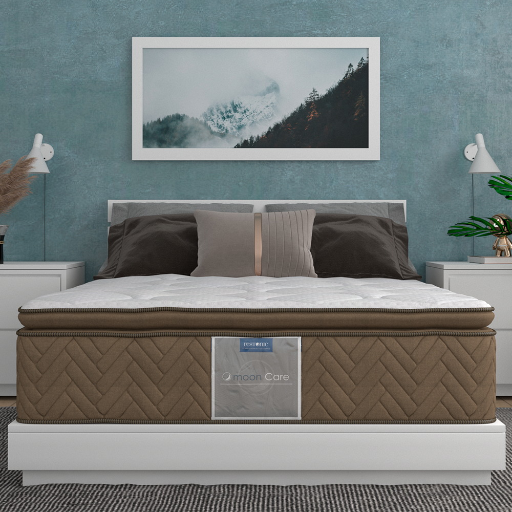 Colchón y Box Queen Size Leyen Nova Restonic Ortopédico Con ColchonetaPILLOW TOP.