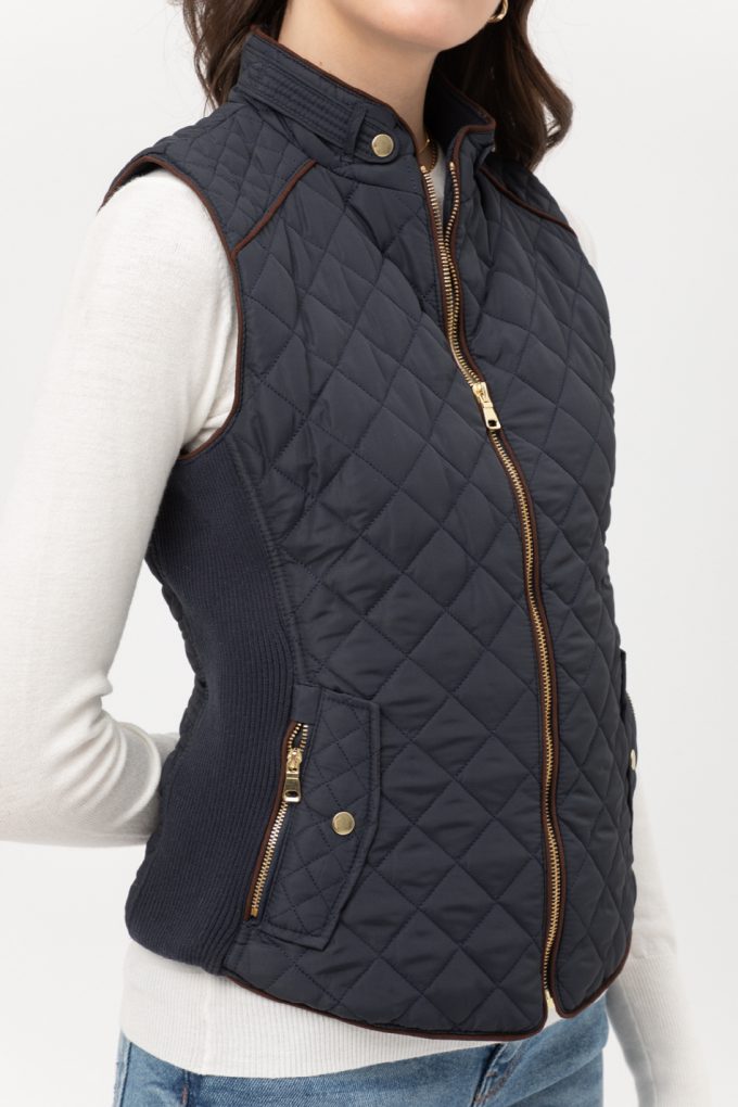 Love Tree Talla Mediana/M Chaleco Acolchado Con Cierre Y Cuello Alto color Azul