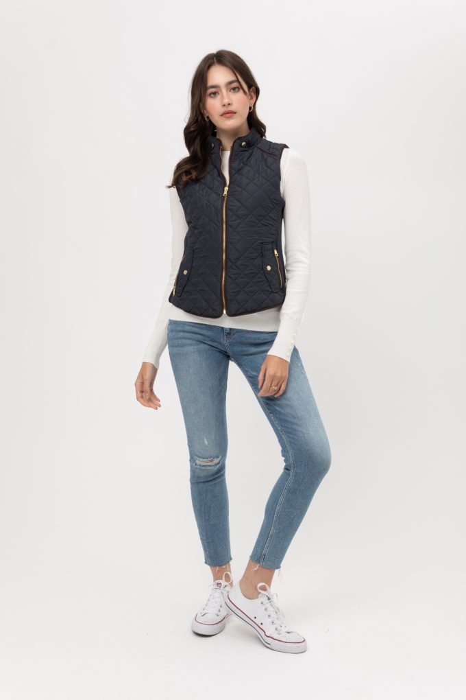 Love Tree Talla Mediana/M Chaleco Acolchado Con Cierre Y Cuello Alto color Azul