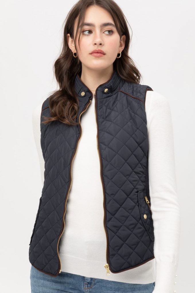 Love Tree Talla Mediana/M Chaleco Acolchado Con Cierre Y Cuello Alto color Azul