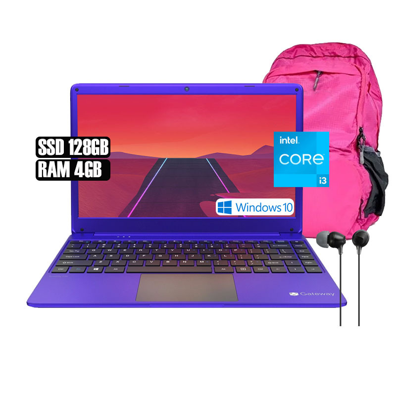 Laptop Gateway Ultra Slim 14.1 Core I3-1115G4 Win10 4GB 128GB SSD - Morada + Mochila