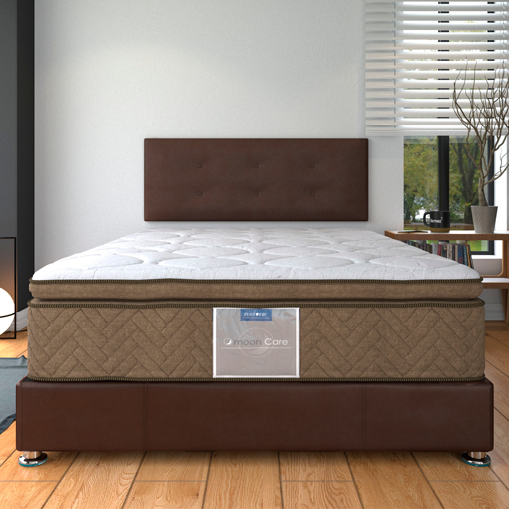 Colchón y Box Matrimonial Leyen Nova Restonic Ortopédico 100% Hipoalergénico