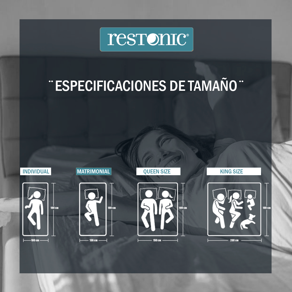 Colchón y Box Matrimonial Leyen Nova Restonic Ortopédico 100% Hipoalergénico