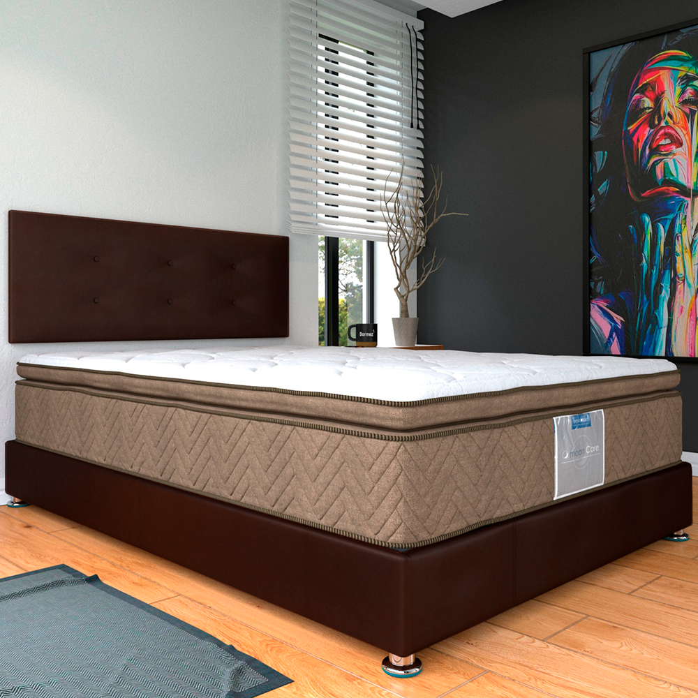 Colchón y Box Matrimonial Leyen Nova Restonic Ortopédico 100% Hipoalergénico