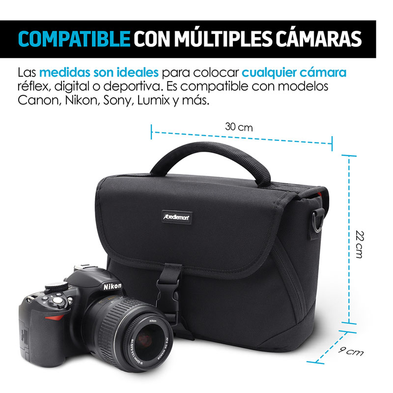 Mochila para Cámara Fotográfica Tipo Maletín con Separadores Redlemon