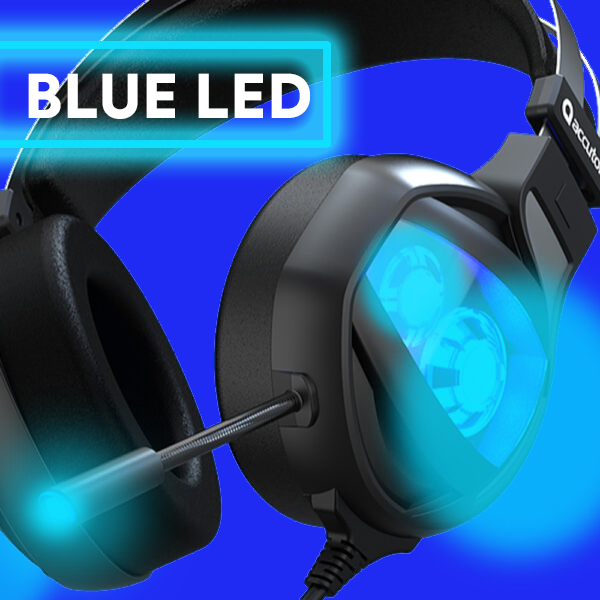 Accutone Audífonos Gamer Halo 1 Audio Surround 7.1, Modo activo vibratorio, , Luces azules a los costados de las bocinas