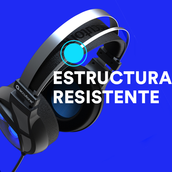 Accutone Audífonos Gamer Halo 1 Audio Surround 7.1, Modo activo vibratorio, , Luces azules a los costados de las bocinas