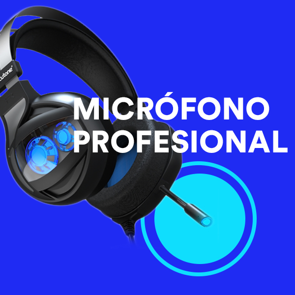 Accutone Audífonos Gamer Halo 1 Audio Surround 7.1, Modo activo vibratorio, , Luces azules a los costados de las bocinas