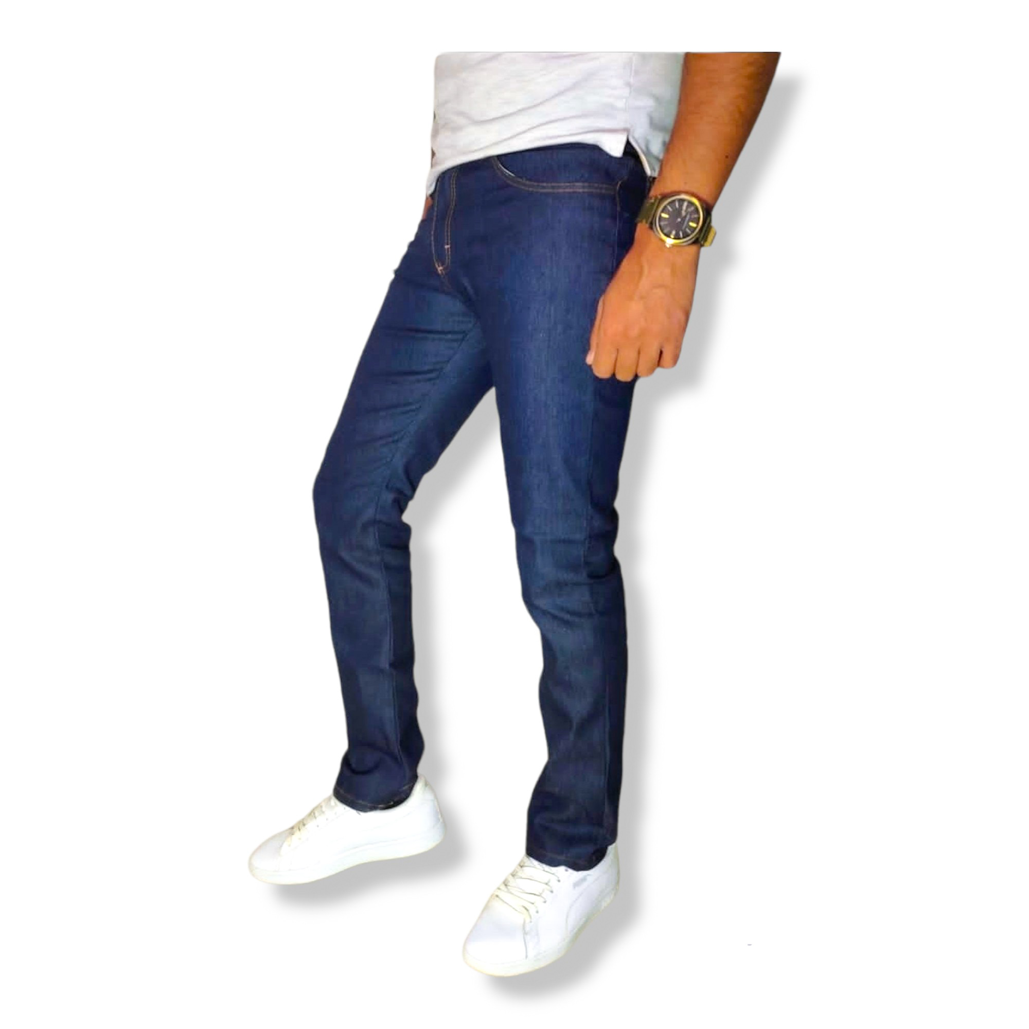 Pantalón jeans slimfit de mezclilla delgada para hombre azul marino. Jeans slim fit