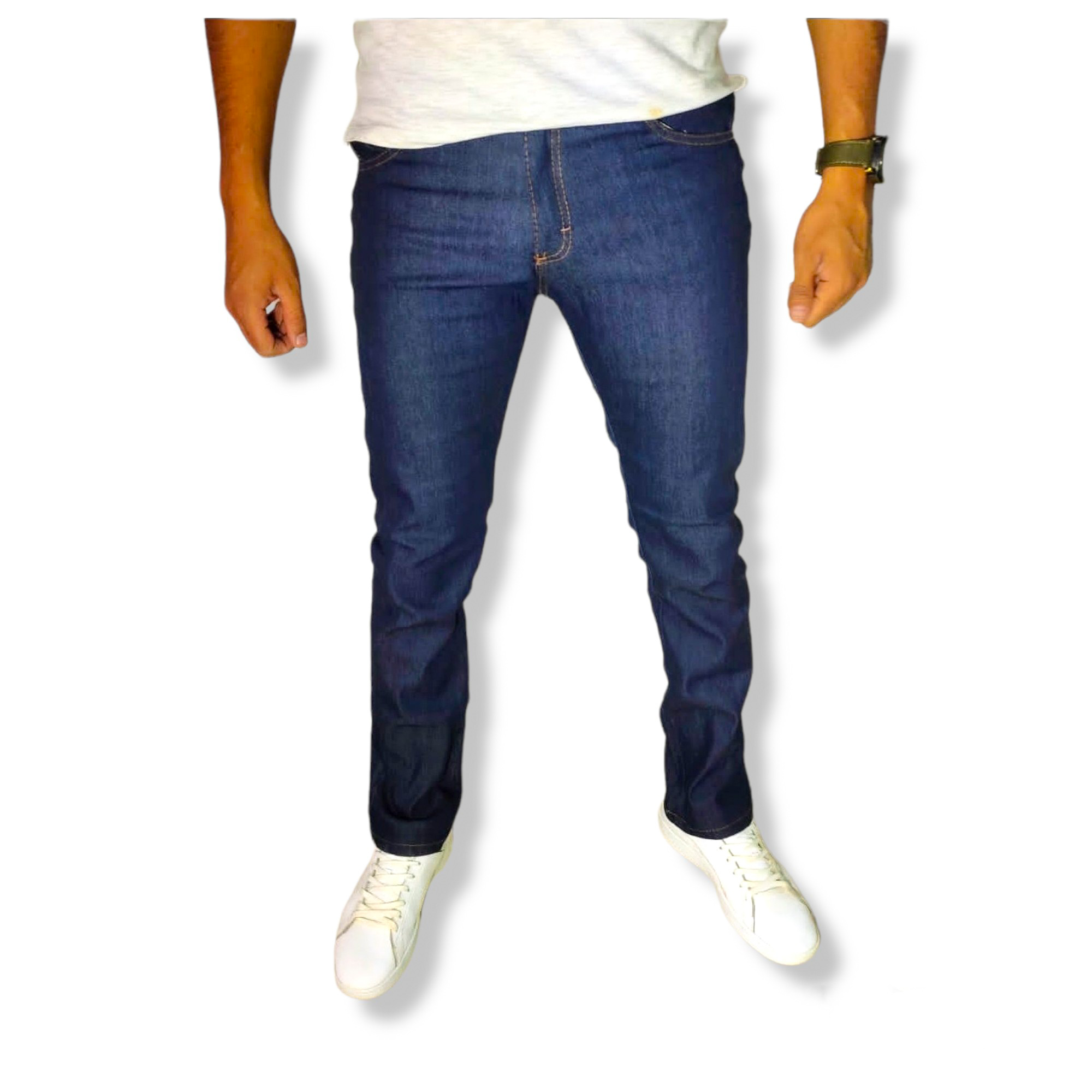 Pantalón jeans slimfit de mezclilla delgada para hombre azul marino. Jeans slim fit