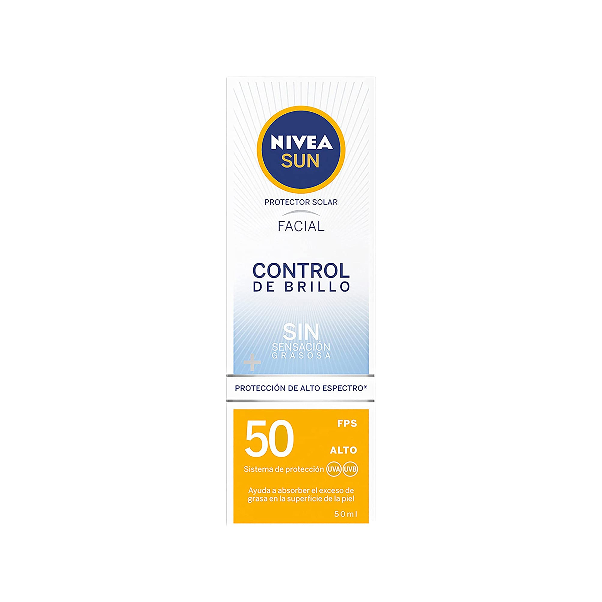 Nivea Sun Protector Solar Facial Control De Brillo Fps 50+, 50ml
