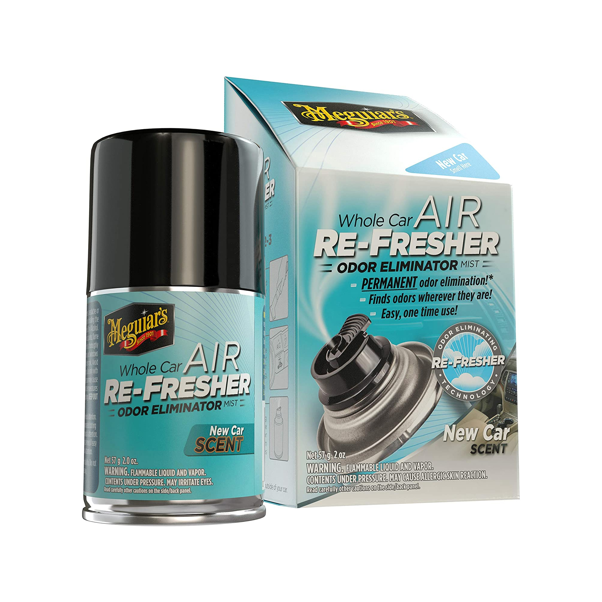 Meguiar's Oficial Air Re-Fresher Sistema Eliminador de Olores y Ambientador New Car G16402, 2 Oz